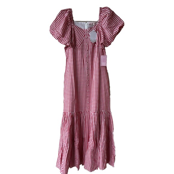 IVY CITY CO. womens Liberty Long Maxi Dress size 8 Red & White Gingham Check - Picture 4 of 10